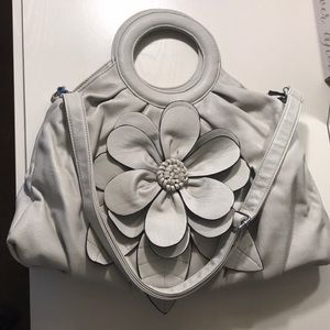 Unique Light Grey Flower Purse with strap